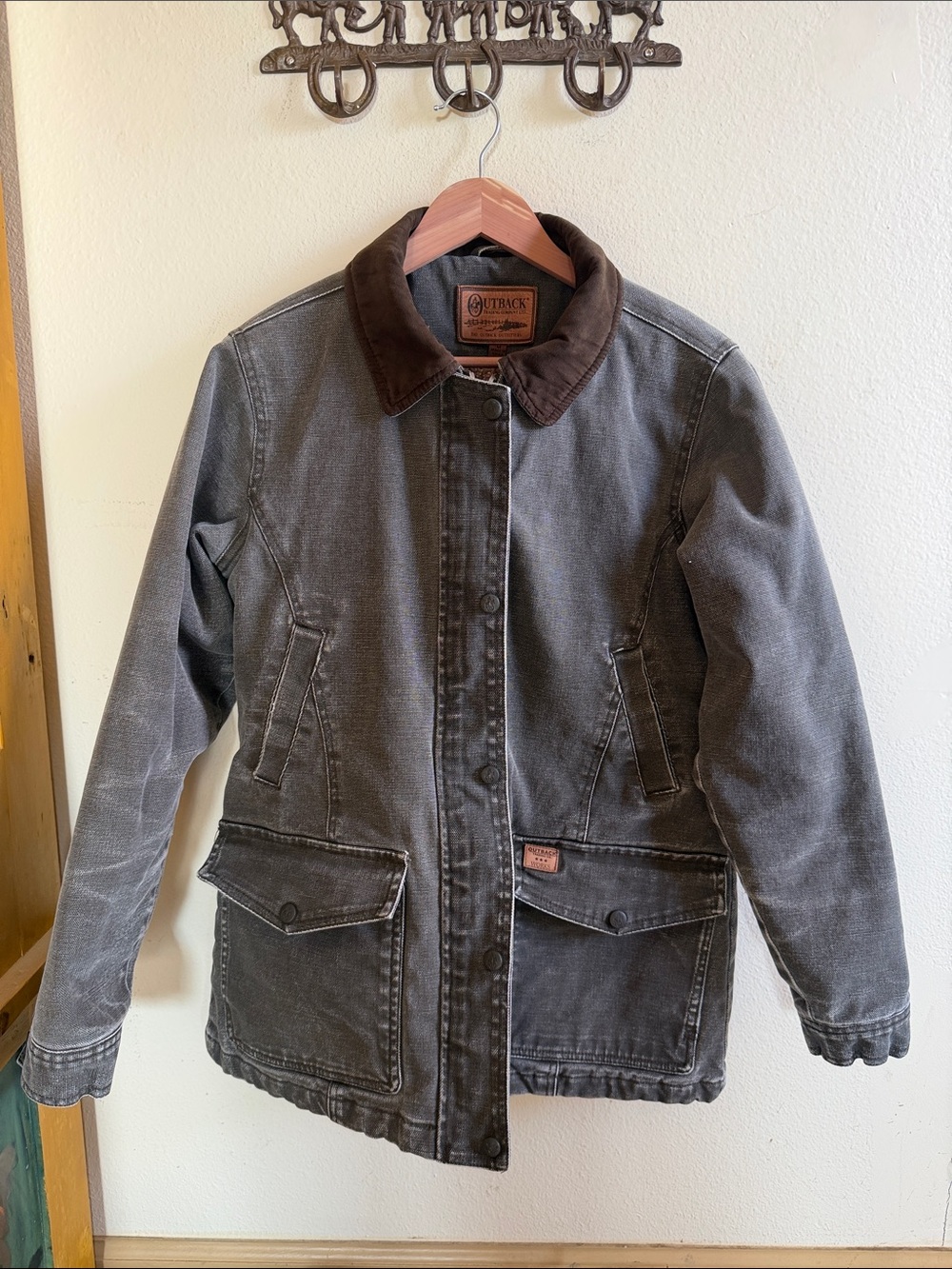 Outback Trading Co. Canvas Barn Coat with Brown Nubuck Collar